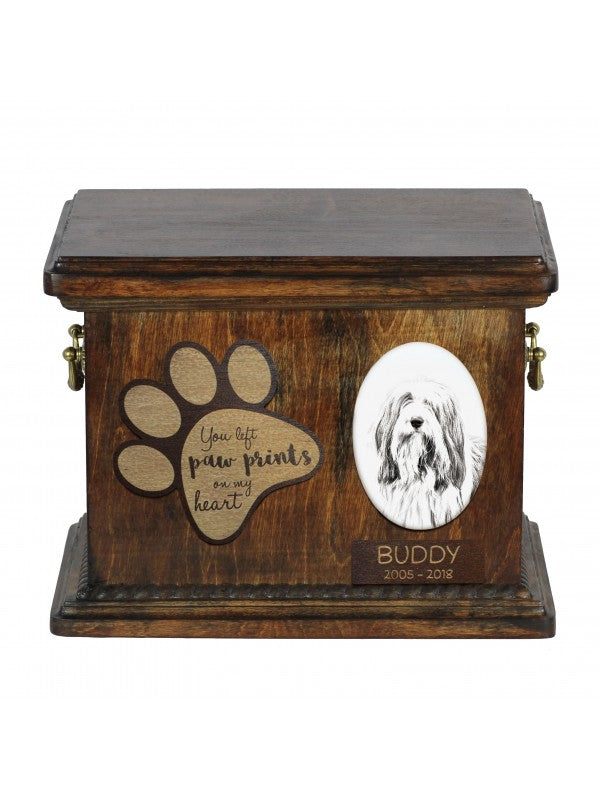 Handgjord Bearded collie-urna björk