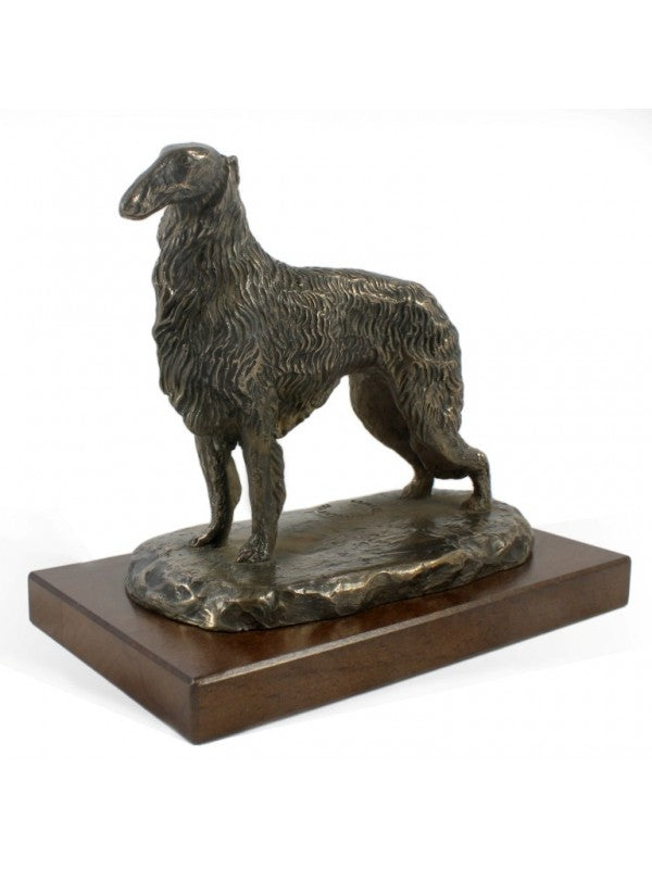 Borzoi rysk varghund-statyett brons
