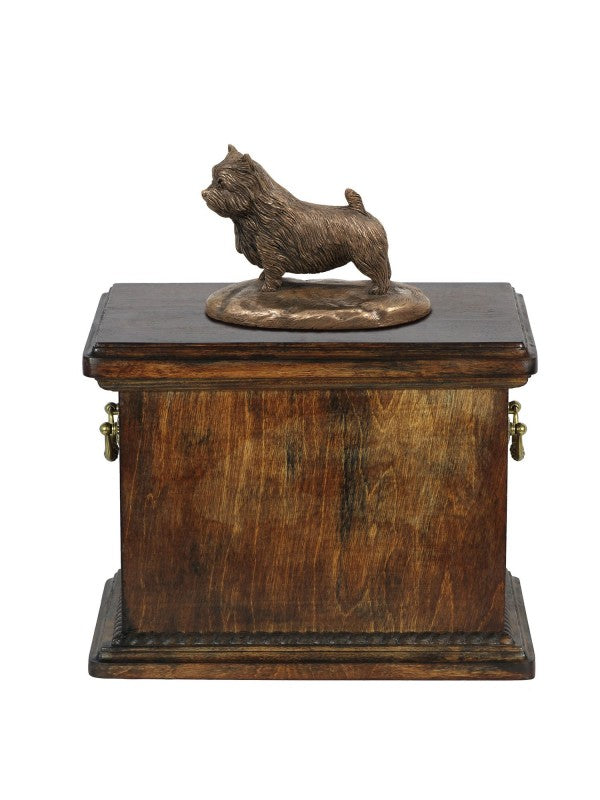 Handgjord Norwichterrier-urna björk